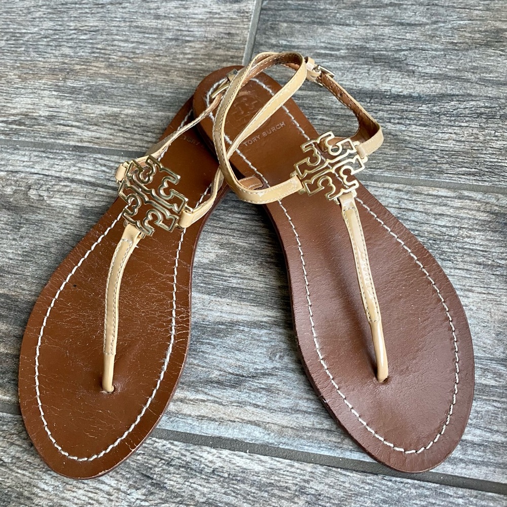 Tory Burch Sandals size 6 beige and gold
